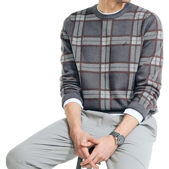 Nautica Men's Navtech Plaid Jacquard Crewneck Sweater, Size XXL - Picture 4 of 7